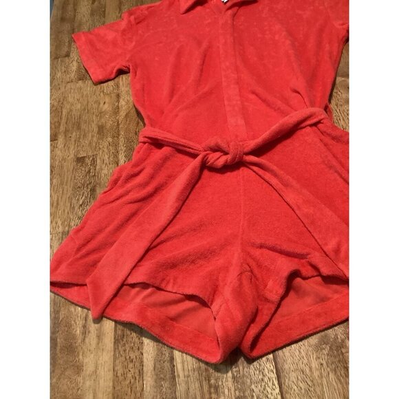 GIANNA BINNI Terrycloth Romper Red Small Cover-Up Beach Vacation Classic Preppy - Picture 3 of 9